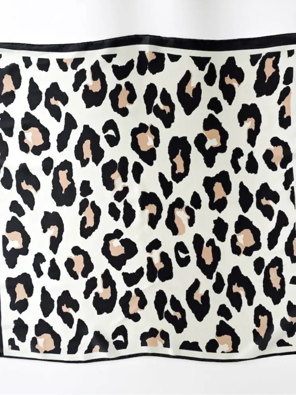 Pretty Simple Sylvie Leopard Square Scarf | Black/Cream | New